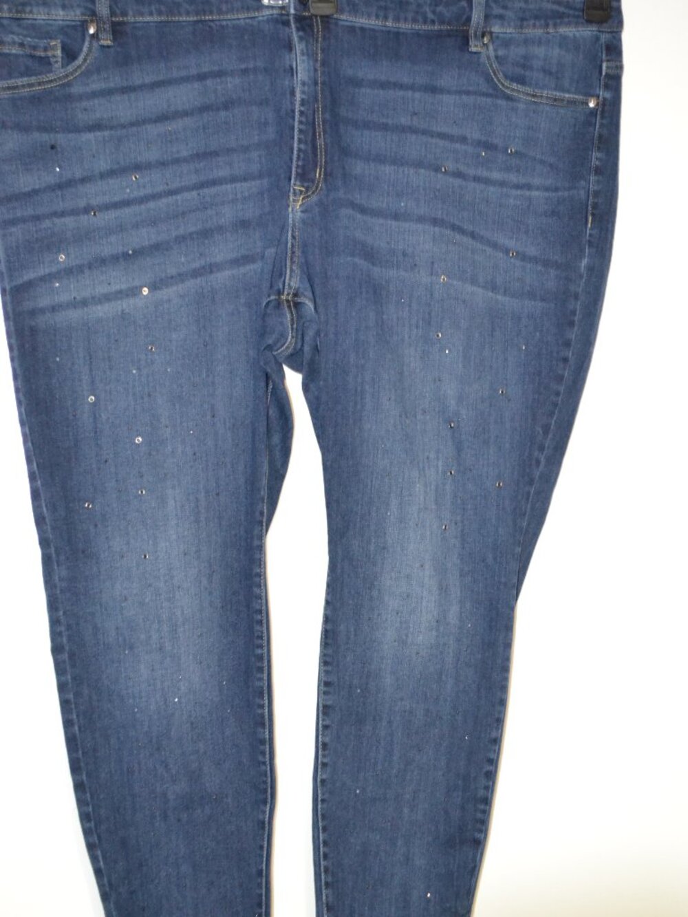 Lane Bryant Flex Magic Waistband Mid-Rise Skinny Jeans w/ Rhinestone Detail